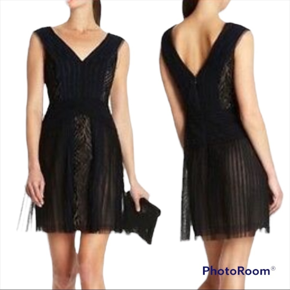 BCBGMaxazria Aegle black tulle lace mini dress
